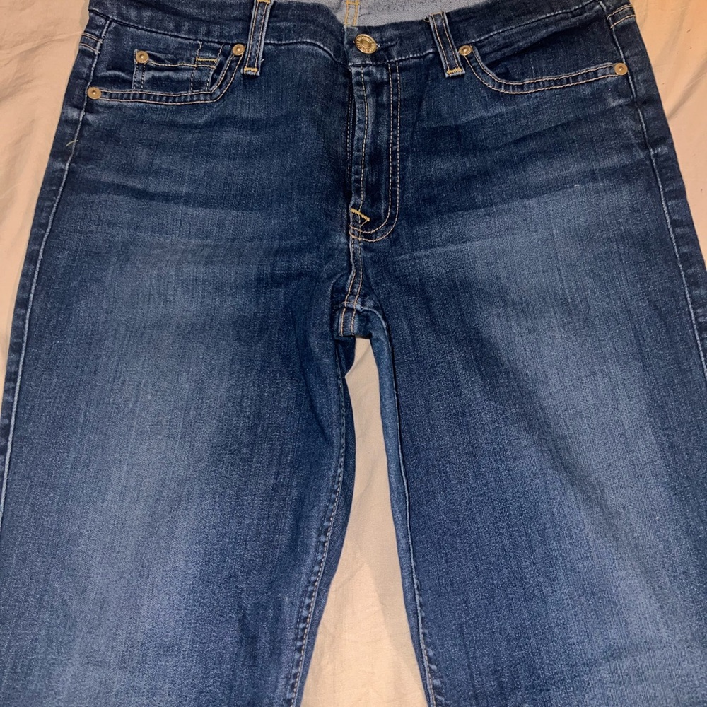 Like NEW Women’s for all mankind 7 Denim Blue Straight Leg Jeans